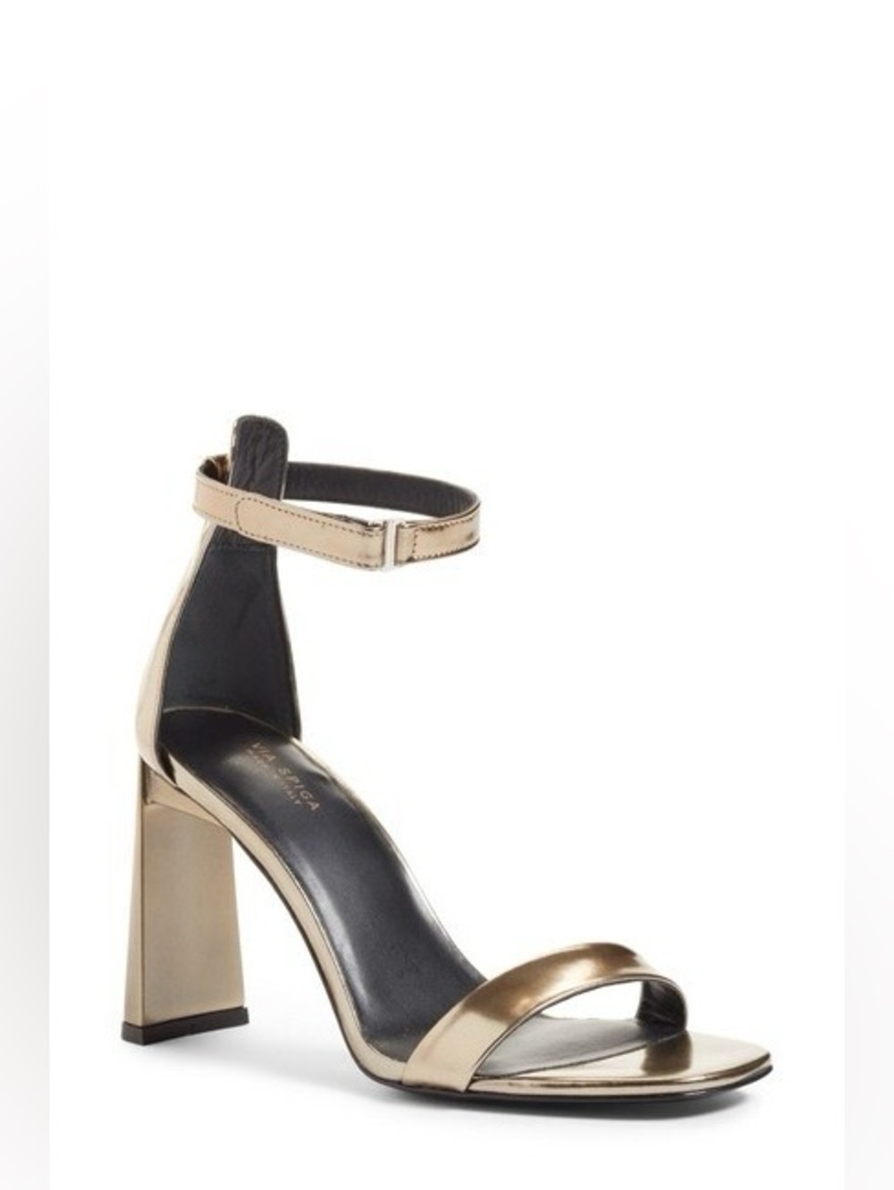 VIA SPIGA Womens Gold Heel Faxon Square Toe Buckle Leather Sandals 9.5 M - Picture 4 of 14